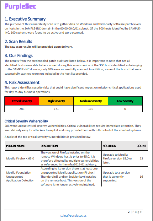 Purplesec network vulnerability assessment report
