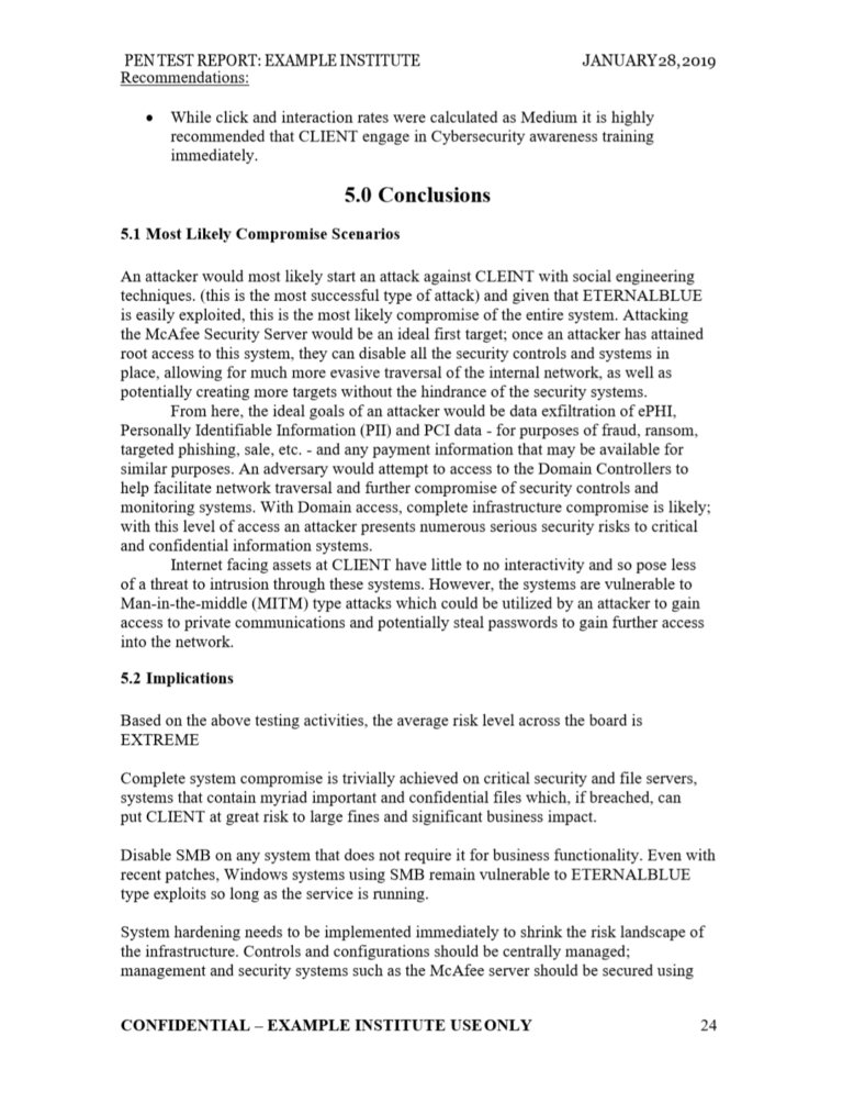 Conclusion - penetration testing report
