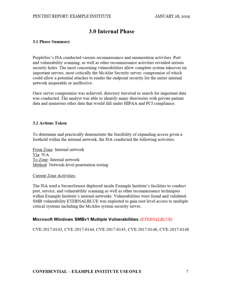Internal phase - penetration testing report
