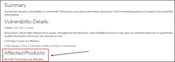 Intel Hertzbleed security advisory