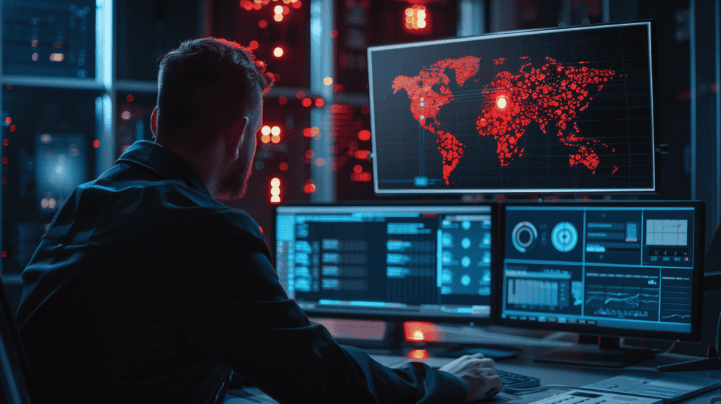 a human analyst in a network operations center responding to incidents